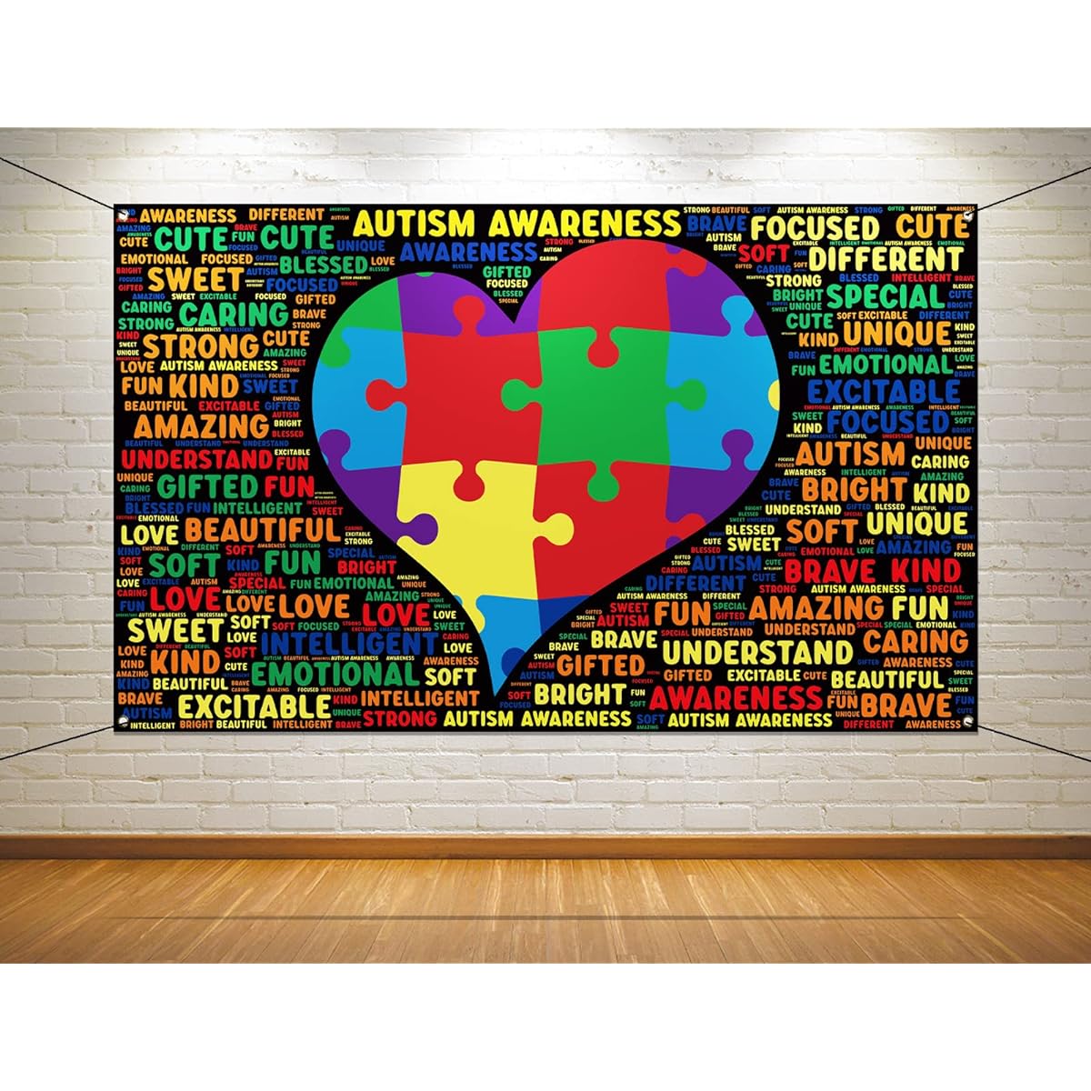 Nepnuser Autism Awareness Photo Booth Backdrop Puzzle Pieces Love Heart April Decorations Be Kind Indoor Outdoor Wall Decor - 5.9x3.6ft