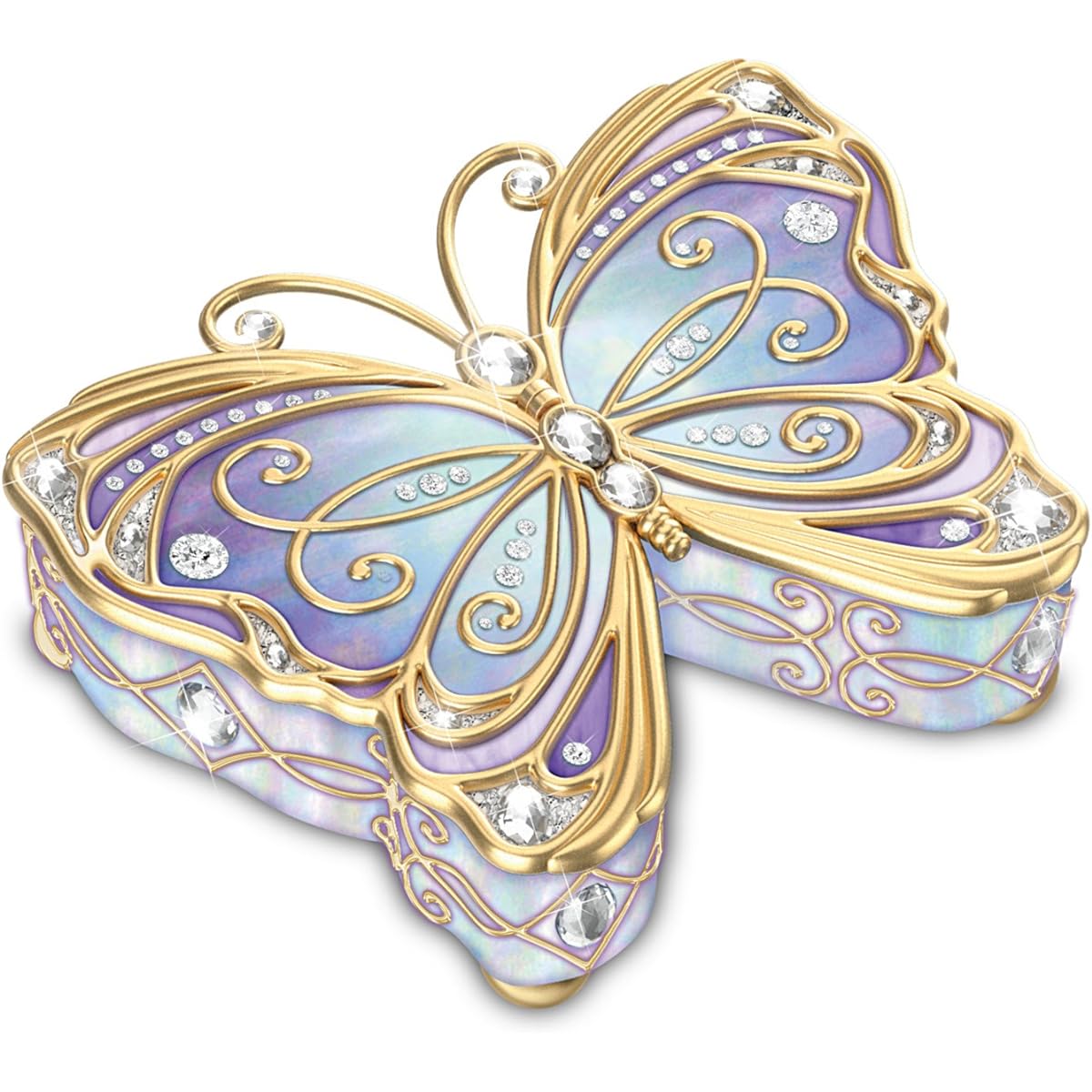 Bradford Exchange The Butterfly Heirloom Porcelain Collectible Music Box with Velvet Lined Storage