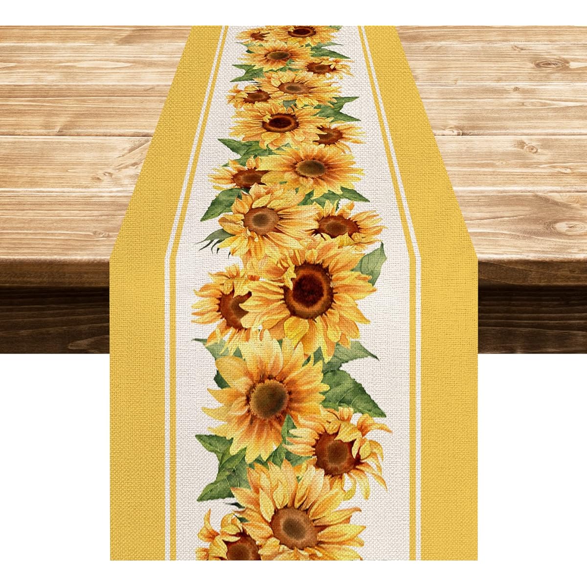 EDDERT Sunflower Eucalyptus Summer Table Runner, Spring Seasonal Anniversary Holiday Kitchen Dining Table Decor Indoor Outdoor Home Party Decor 13 x 72 Inch
