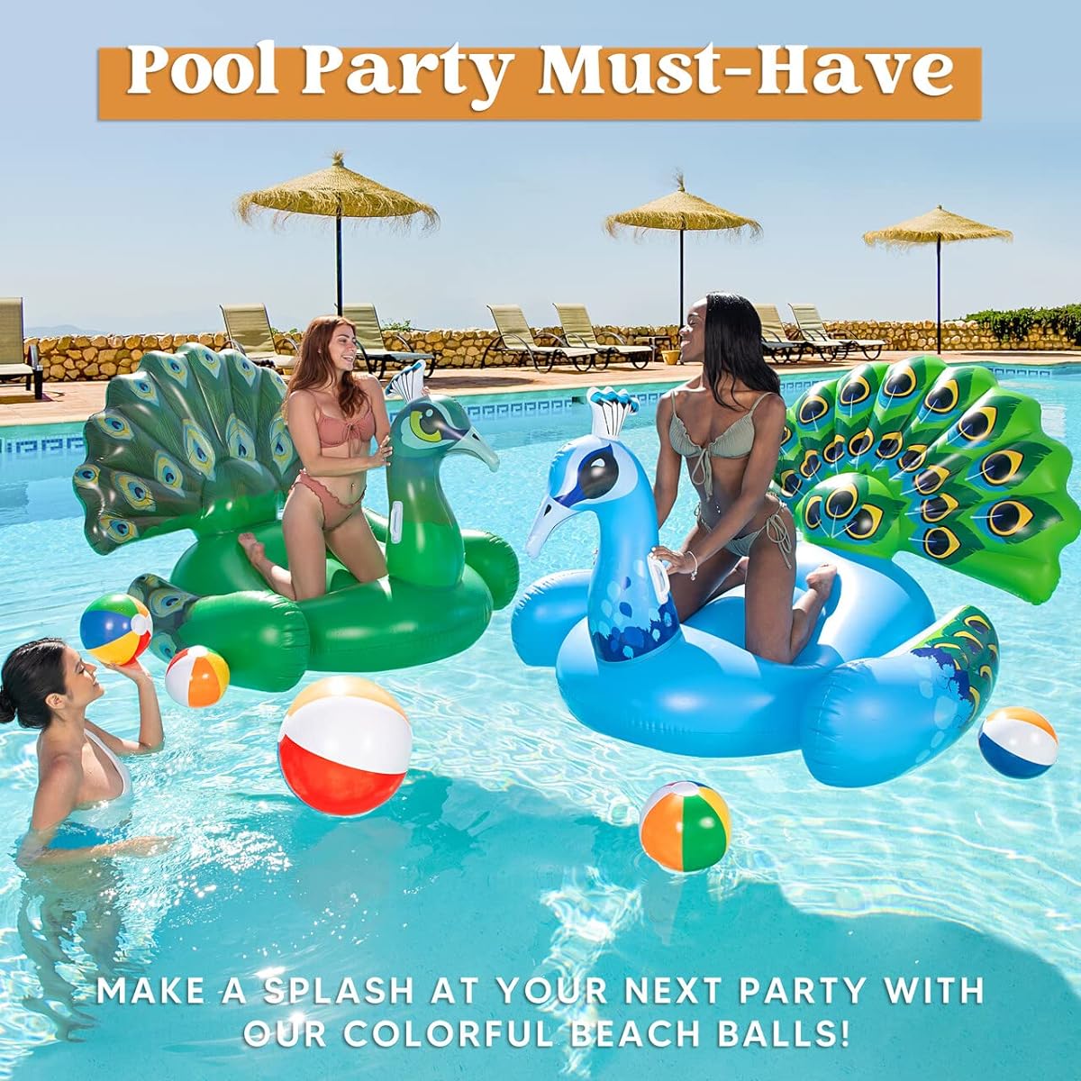 JOYIN Rainbow Beach Balls (18 Pack) Inflatable Swimming Pool Toys Summer Water Games for Kids Birthday Party Supplies Combo Set 20" (6), 16" (6), 12" (6)