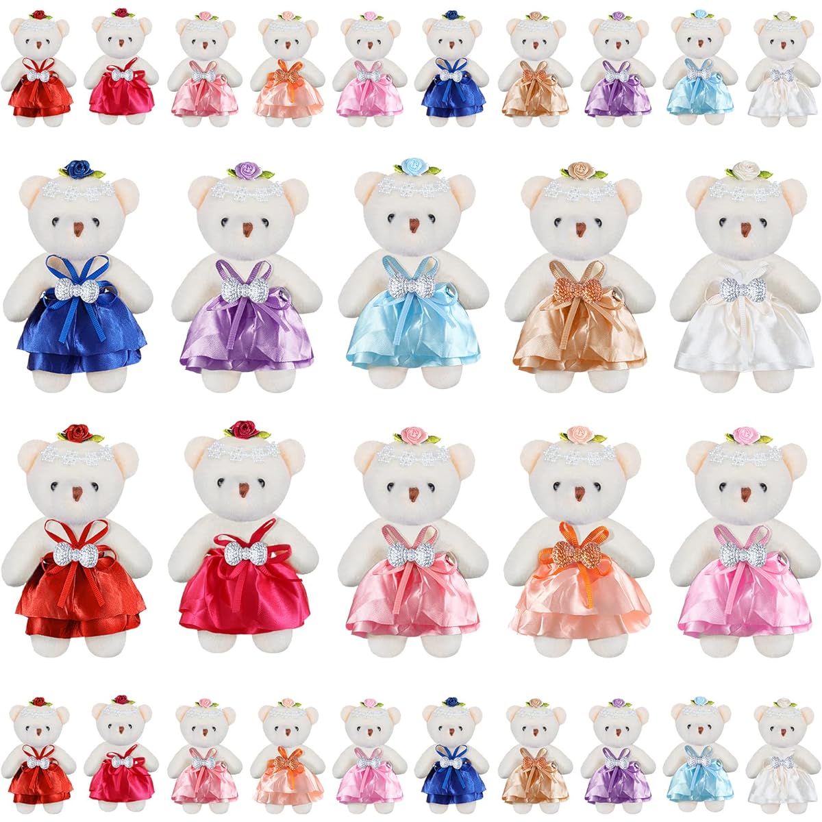 Civaner 30pcs Mini Stuffed Bear Plush Toys 4.3inch Valentine's Day Stuffed Animal Bear Toys Cute Mini Bears for Valentine's Day Birthday Cake Wedding Decoration Party Favors