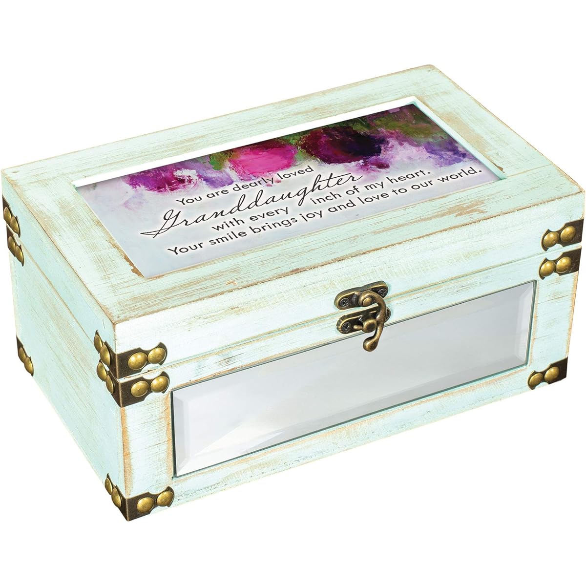Cottage Garden Granddaughter Joy Antique Celadon Green Metal and Wood Music Box You are My Sunshine