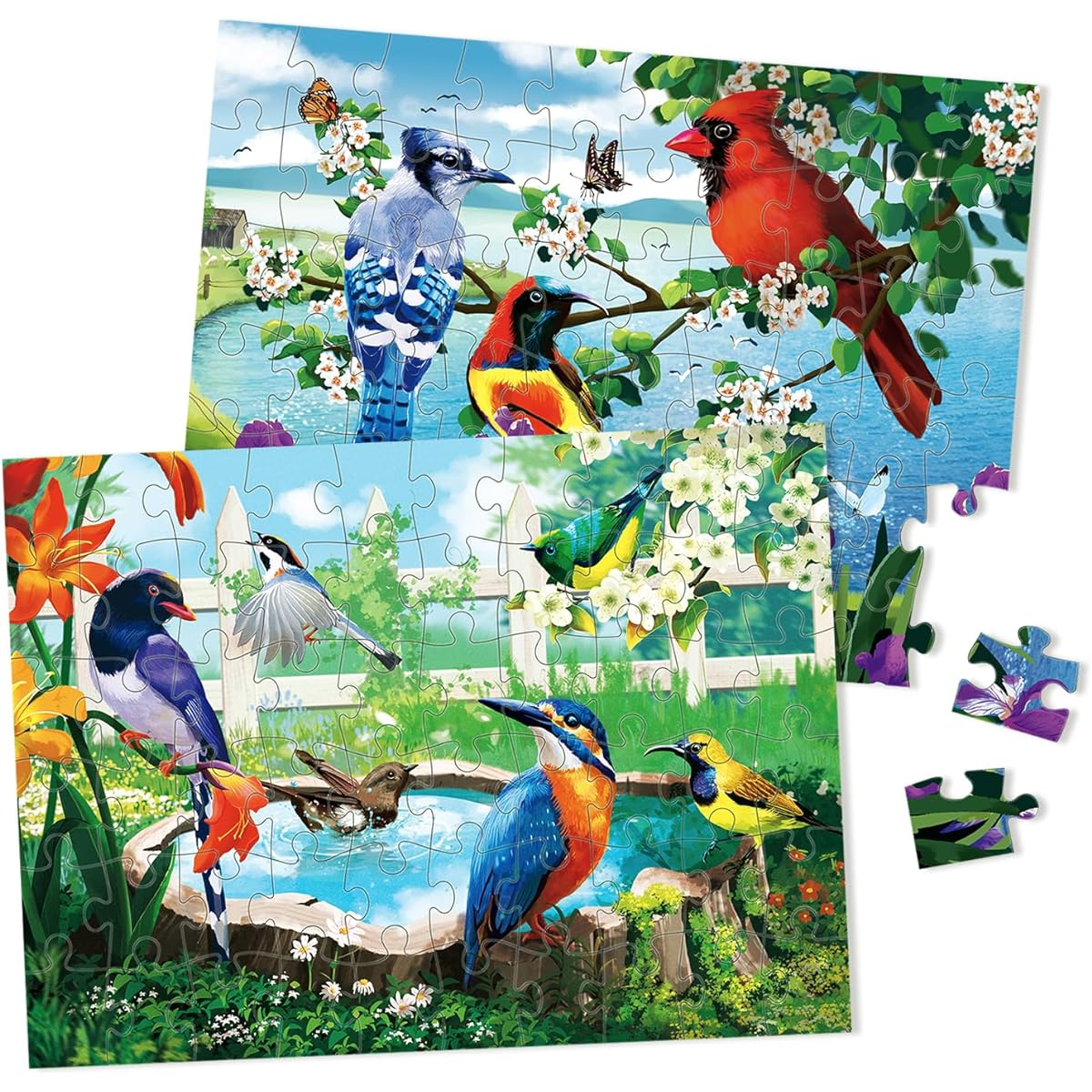 Sunhigh Dementia Puzzle for Seniors 2-60 Piece Jigsaw Puzzle Alzheimer's Disease Products Activities for Seniors Peaceful Bird (2 in 1)