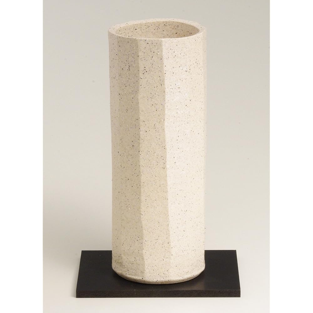 Marui Seito Shigaraki Ware Hechimon Vase Flower Base Large Vertical Brown Ibushi Comb Pattern Buddhist Altar Pottery MR-1-2576