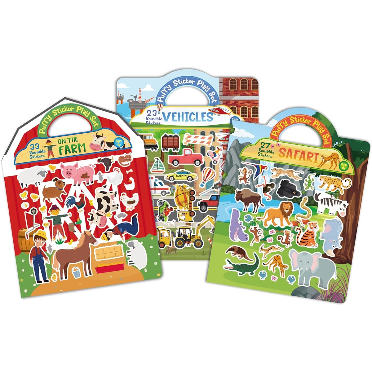 Fluffy Sticker Book for Kids - Reusable Sticker Book for Toddlers 1-3 Kids Sticker Book for Ages 2-4 with 80+ Stickers for Car/Plane/Travel, Toddler Activities, Toys for Girls Ages 4-8