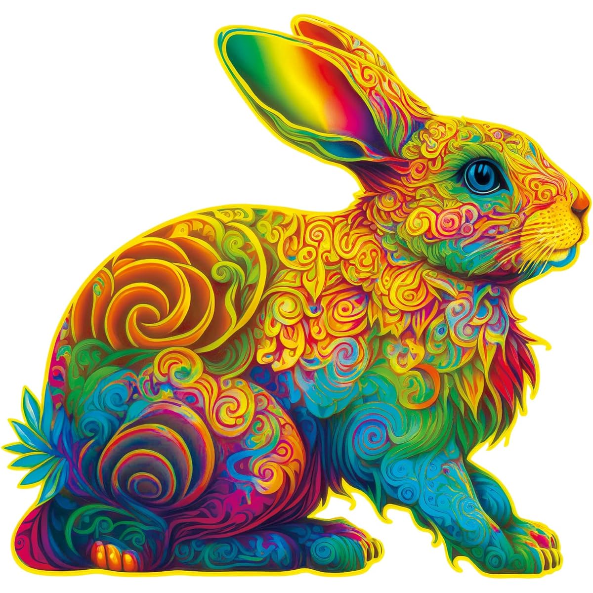 Oxcauix Rabbit Wooden Puzzle for Adults - 226 Piece Uniquely Shaped Bunny Wood Cut Jigsaw Puzzle 11" x 11" Beautiful Gift Packaging