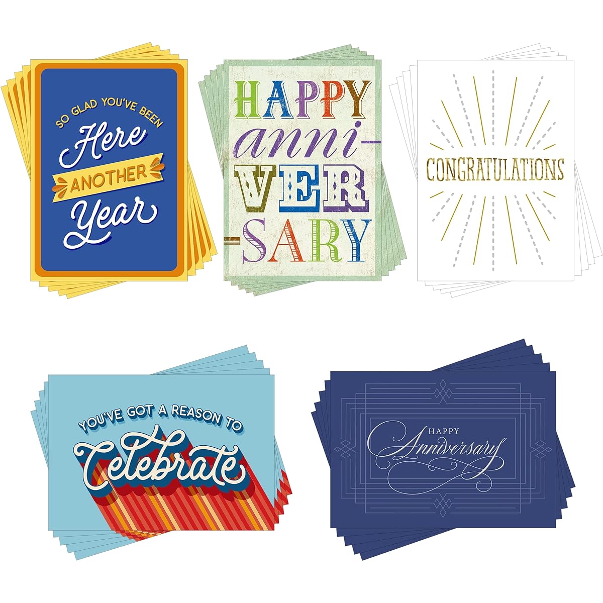 Hallmark Business (25 Pack) Assorted Work Anniversary Cards (Celebration & Congratulations) for Customers, Employees, Clients, Members, Groups, Organizations, Churches, Patients, and Staff