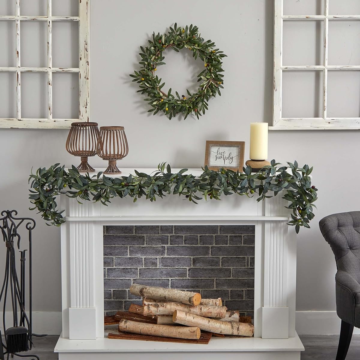 Near Natural 6.5ft Olive Artificial Garland Green