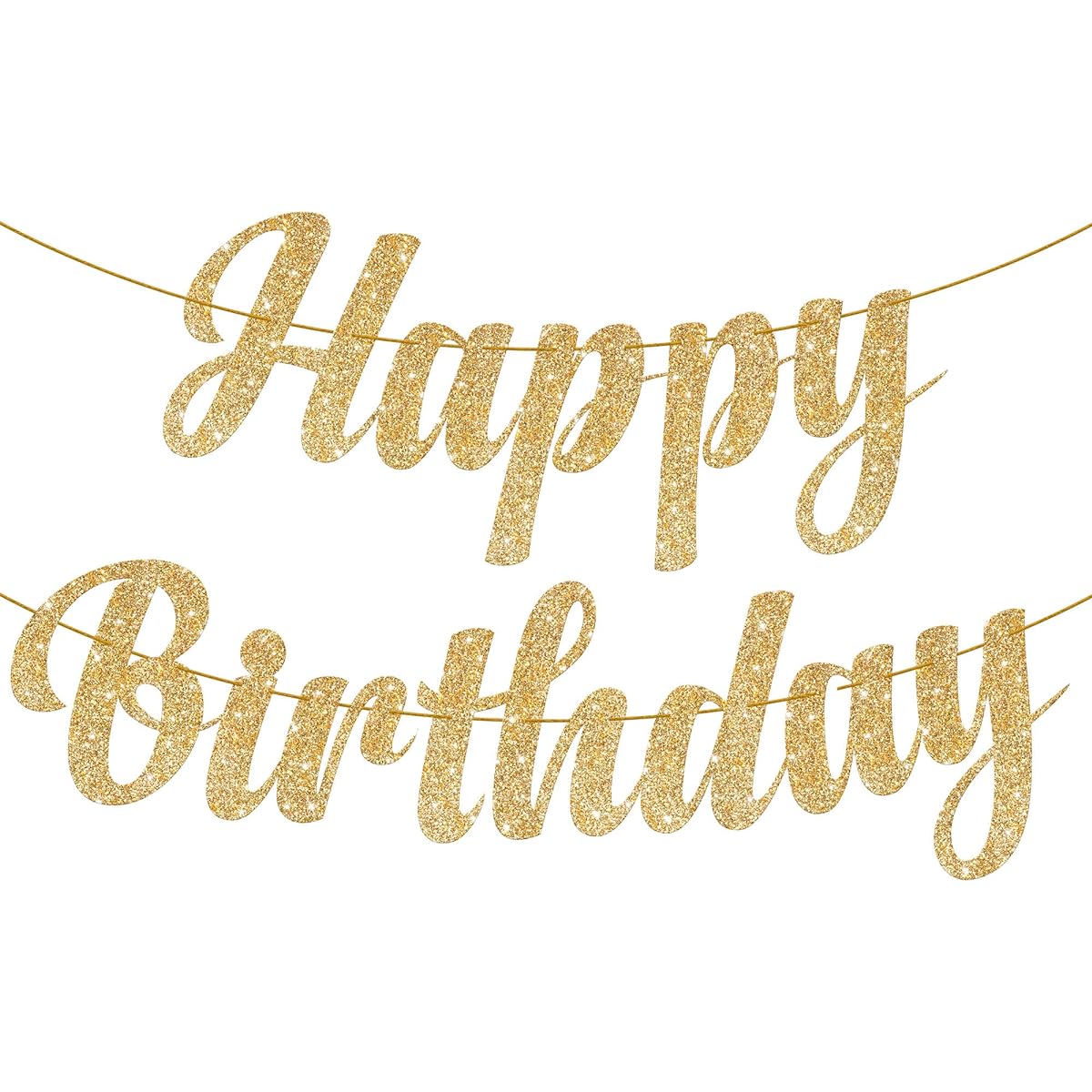 KatchOn Gold Glitter Happy Birthday Banner - 10ft No DIY Required | Happy Birthday Gold Banner Happy Birthday Decorations | Gold Birthday Banner Gold Birthday Decorations for Girls | Happy Birthday Sign
