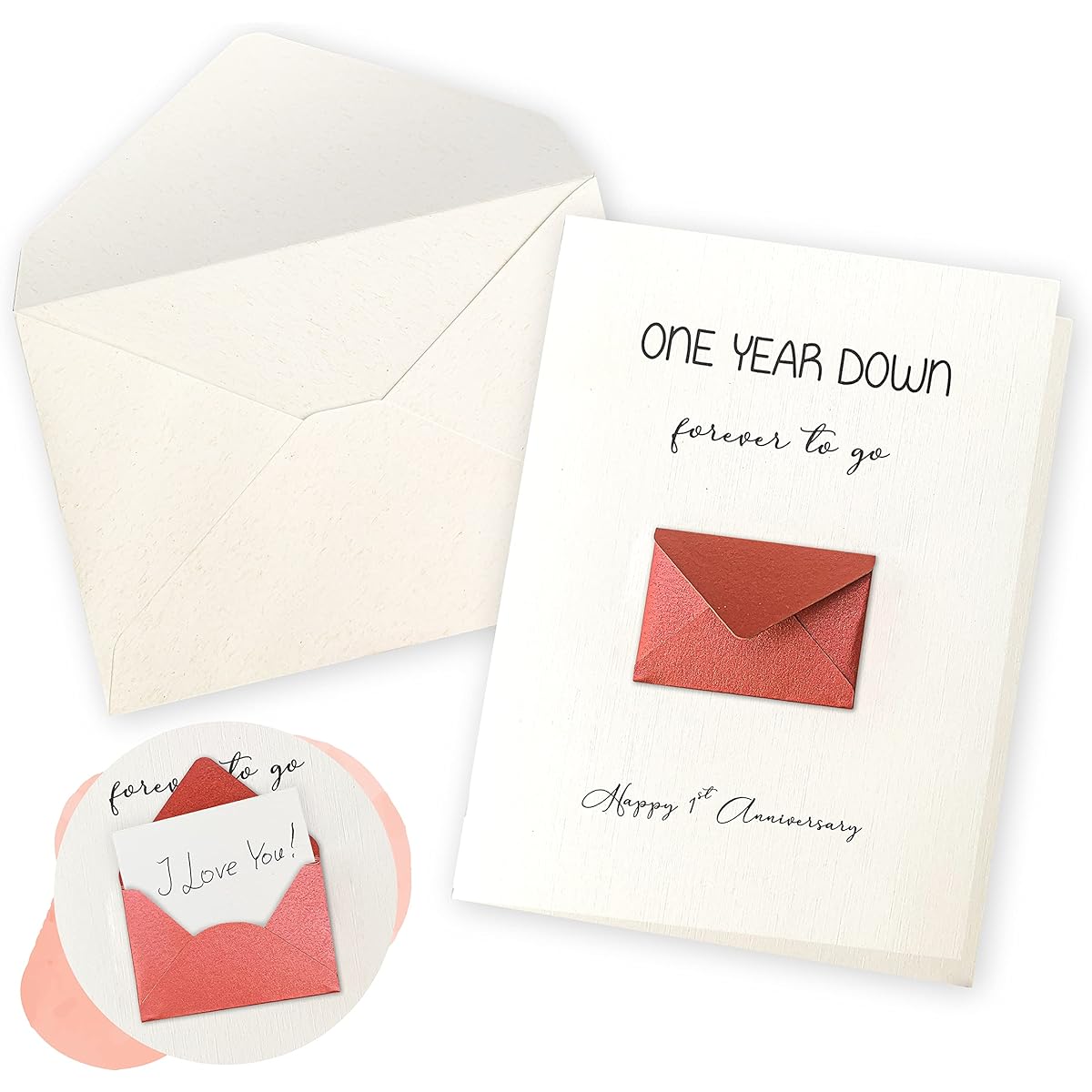 STOFINITY 1st Anniversary Card for Boyfriend Girlfriend - 1st Anniversary Paper Gift for Couples Wedding Anniversary 1st Anniversary Card for Husband and Wife