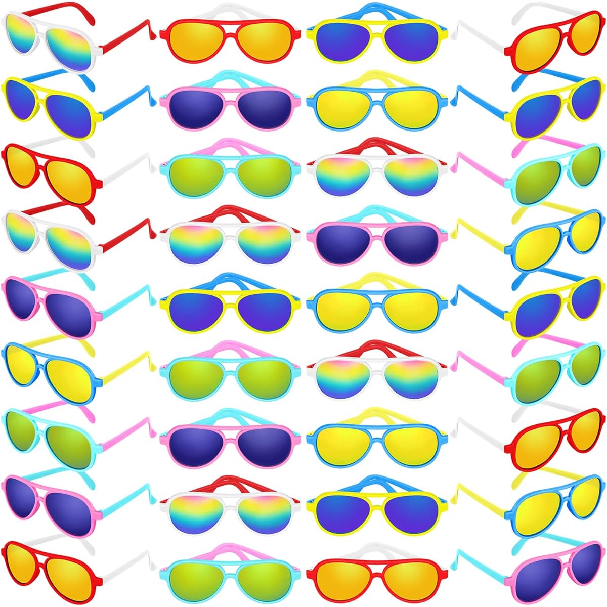 ELCOHO 36 Pairs Neon Sunglasses for Kids Party Favors Retro Sunglasses Kids Eye Protection Eyewear Beach Pool Party Favors