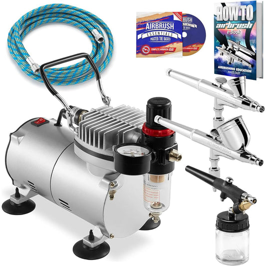 PointZero Airbrush Dual Action Airbrush Kit with 3 Airbrushes