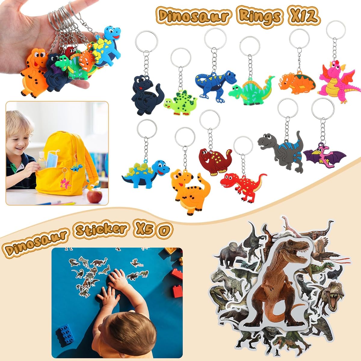 139pcs Dinosaur Party Favors Silicone Wristband Dinosaur Figure Mask Badge Note Drawstring Backpack Keychain Slap Bracelet Pencil Tattoo Dinosaur Toy Stamp Dinosaur Sticker