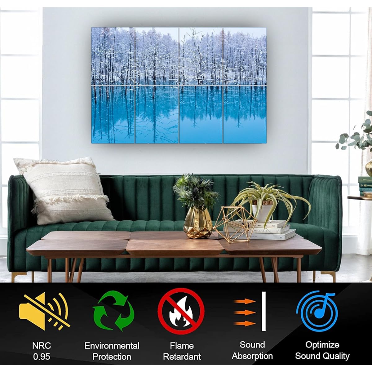 KTOESHEO Art Acoustic Panels Set of 8 48x32 Inch Sound Absorbing Wall Art Soundproof Panels Fire Resistant Decor Absorbing Noise Canceling Panels