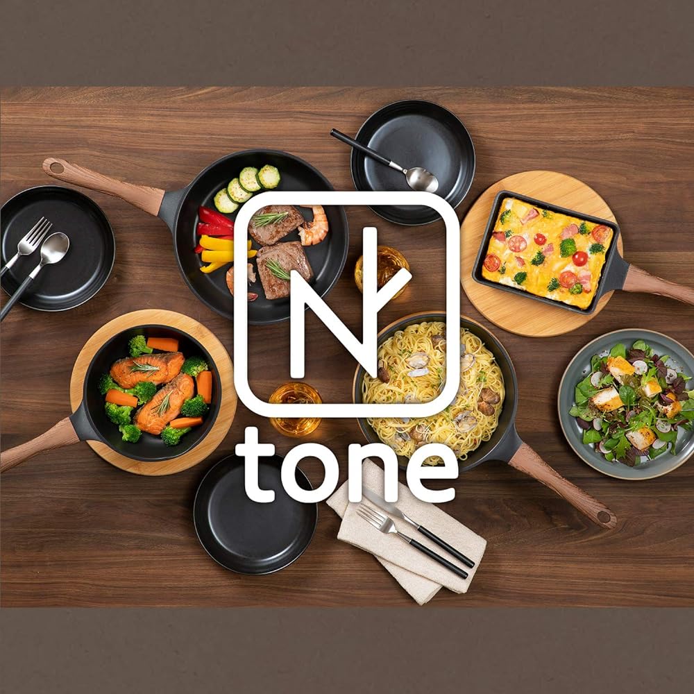 Wahei Freize Frying Pan Set, Tamagoyaki & Deep Frying Pan 20/24cm & Frying Pan 26cm, IH Compatible, Black, Wood Grain Handle, Ntone MB-1227