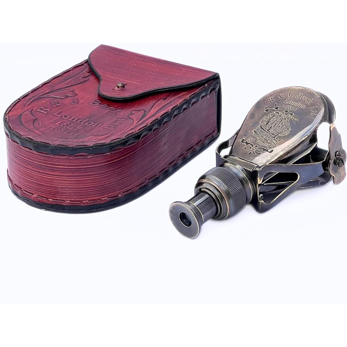 Nautical Columbus Small Single Brass Marine Vintage Binocular R & J Beck London 1857 Replica Model