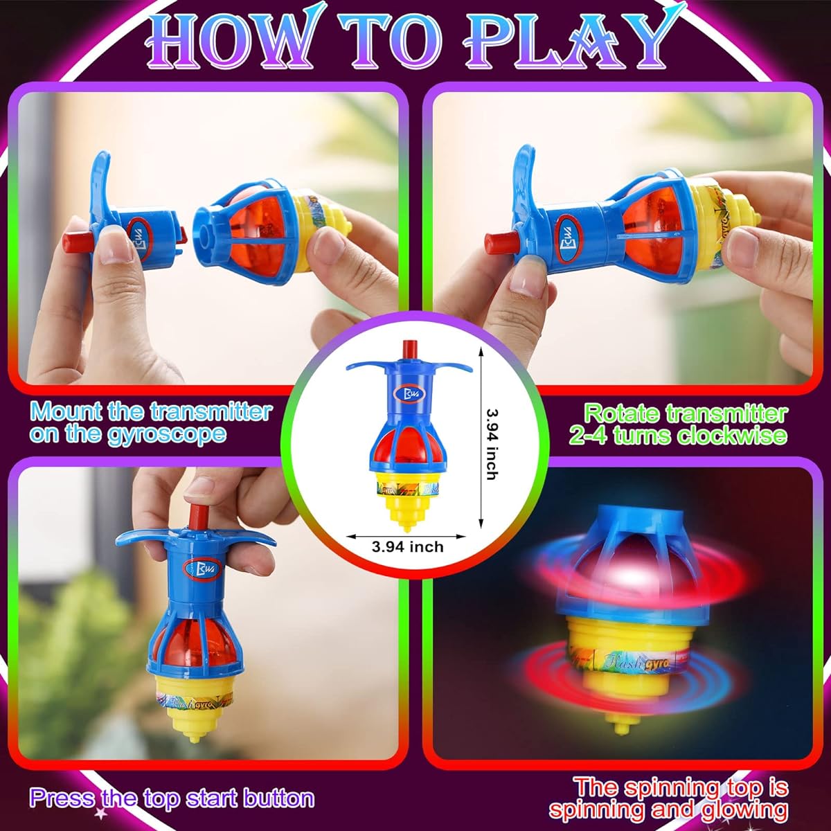 60pcs LED Light Up Fun Responsive Balls Spinning Top Bouncy Ball Kit 20pcs Responsive Bearing Balls 20pcs Plastic Gyroscope 20pcs Puffer Balls Beginner Birthday Party Multicolor