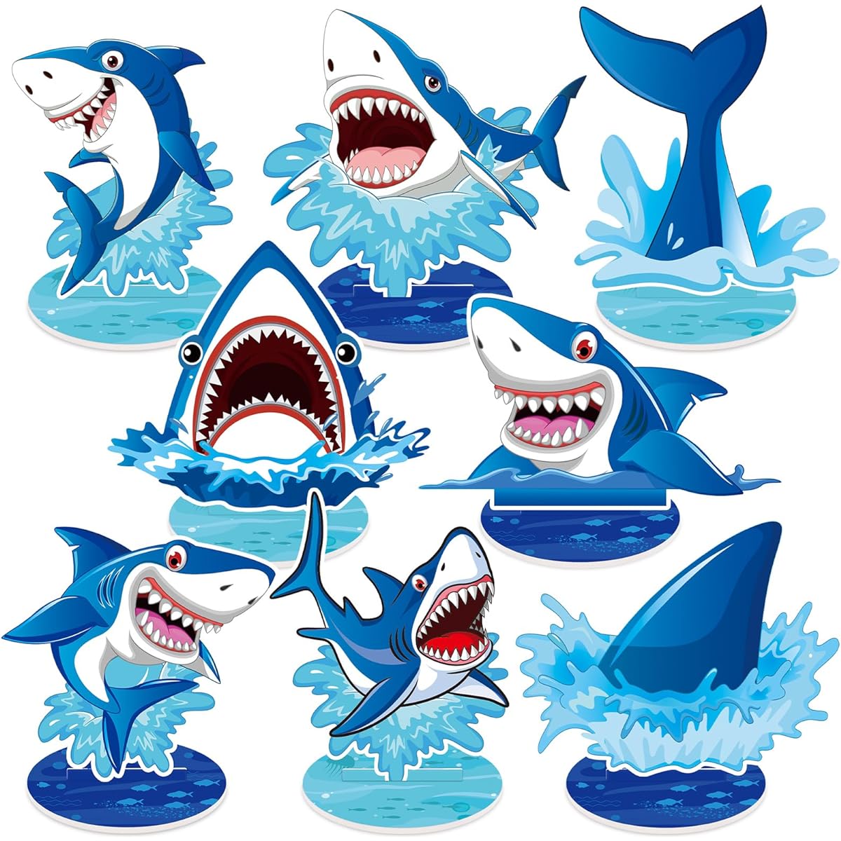 Shark Party Decorations Shark Theme Table Centerpieces Shark Birthday Table Decorations Sea Theme Baby Shower Birthday Party Supplies 16 Pieces