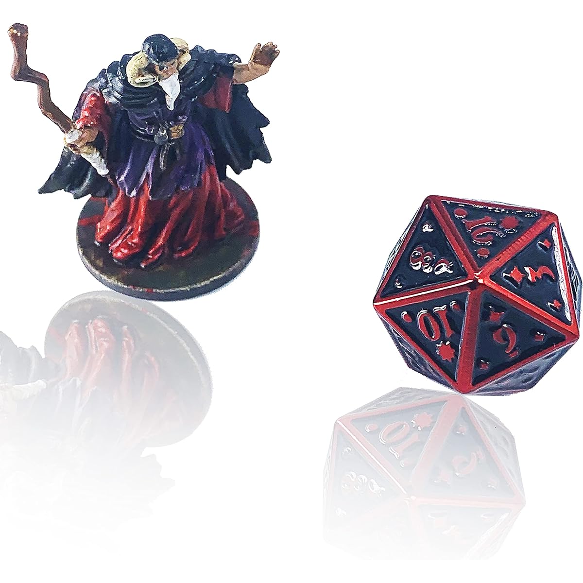 Fantasydice Night's Watch Large Single D20 Red Metal Dice for Dungeons & Dragons (D&D, DND 5th Edition), Call of Cthulhu, Warhammer, Shadowrun, All Tabletop RPGs
