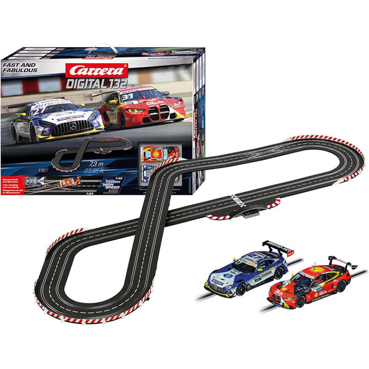 Carrera Digital 132 30030 DTM Fast and Awesome Digital Electric 1:32 Scale Slot Car Race Track Set for Racing up to 6 Cars Simultaneously - Includes 2 1:32 Scale Cars and 2 Dual Speed Controllers, Ages 8+