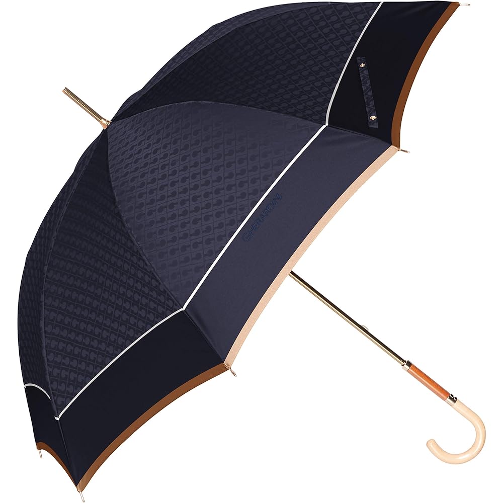 [Gherardini] AURORA 1GD 11001-01G Logo Jacquard Yarn-dyed Hand-Opening Long Umbrella (Made in Japan) Women's