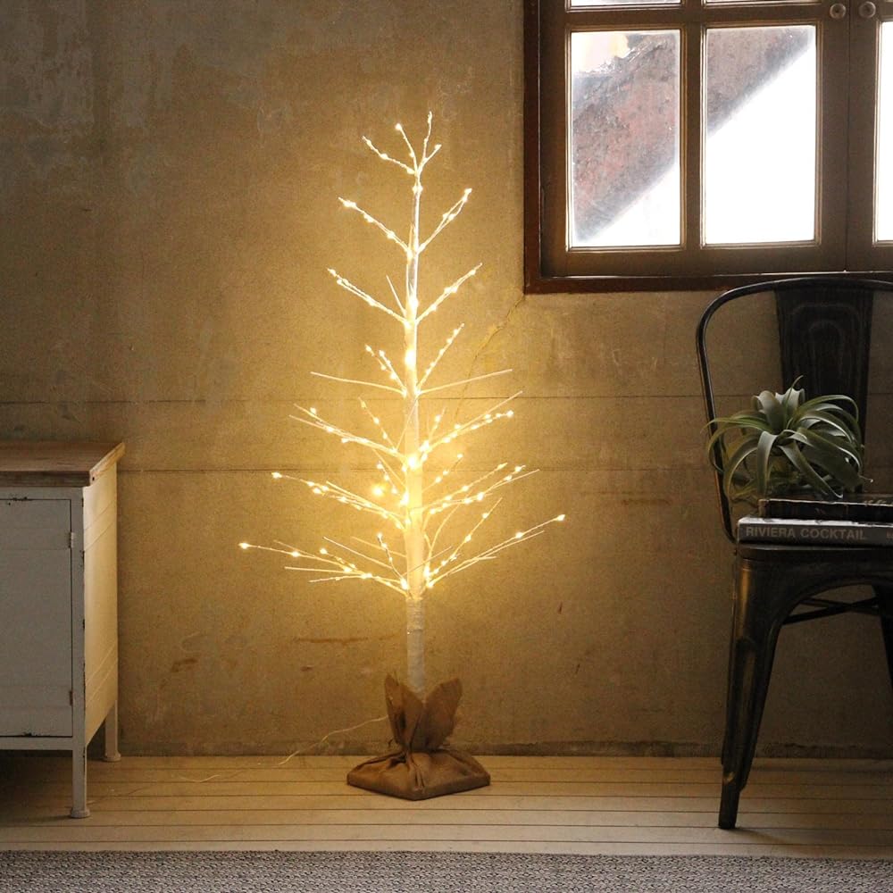 SPICE OF LIFE Christmas Tree LED Branch Tree 166 Bulbs USB Type White 110cm Illuminations 8 Types Flashing Pattern with Timer and Remote Control BRXS3013WH