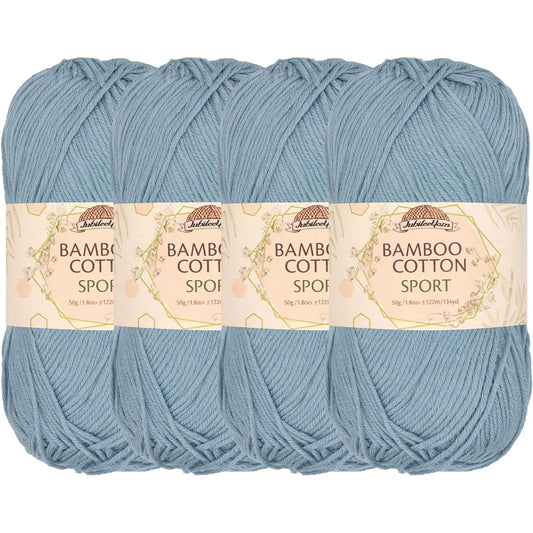 JubileeYarn Bamboo Cotton Sports Yarn - 50g/skein - Glacier Blue - 4 skeins