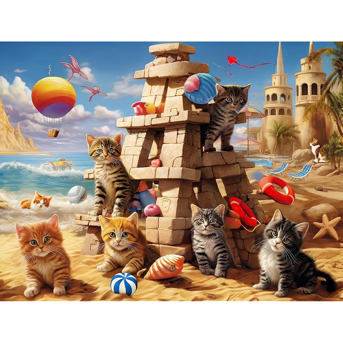 500 Piece Puzzle for Adults - 21" x 15" Jigsaw Puzzle - Hard Puzzle Challenging for Adults - Santcastle Cats