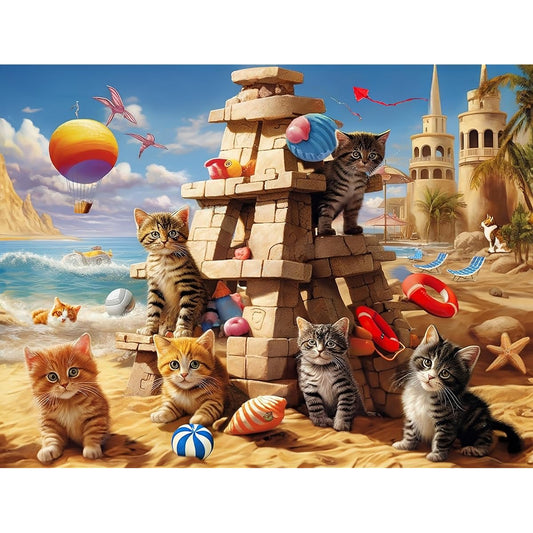 500 Piece Puzzle for Adults - 21" x 15" Jigsaw Puzzle - Hard Puzzle Challenging for Adults - Santcastle Cats