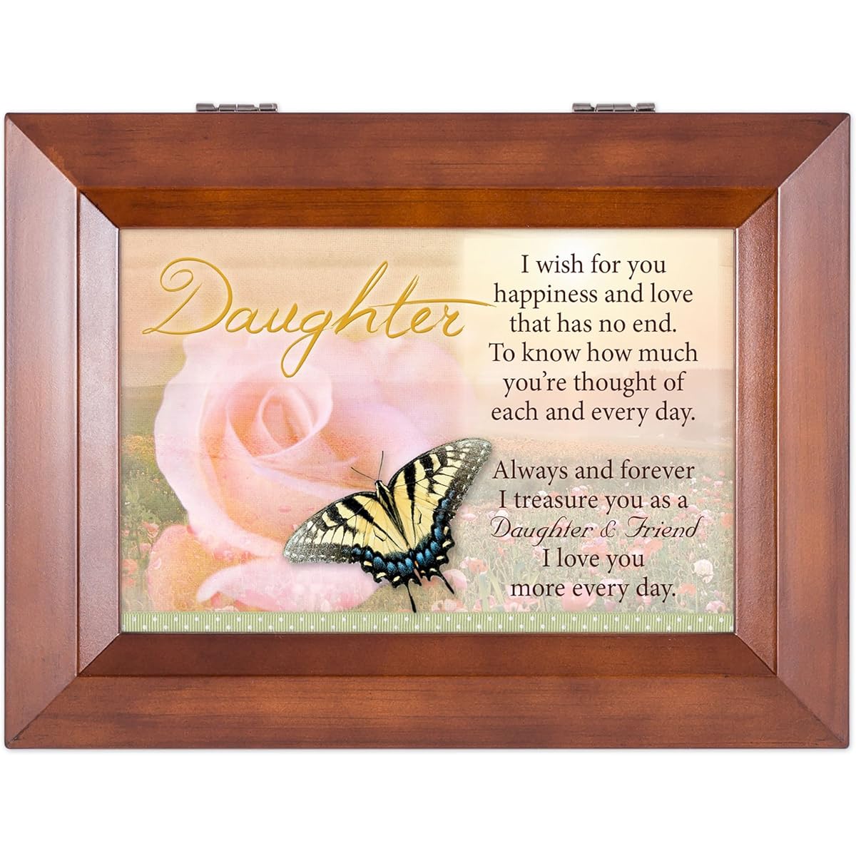 Cottage Garden Daughter Dark Wood Finish Jewelry Music Box - You are My Sunshine