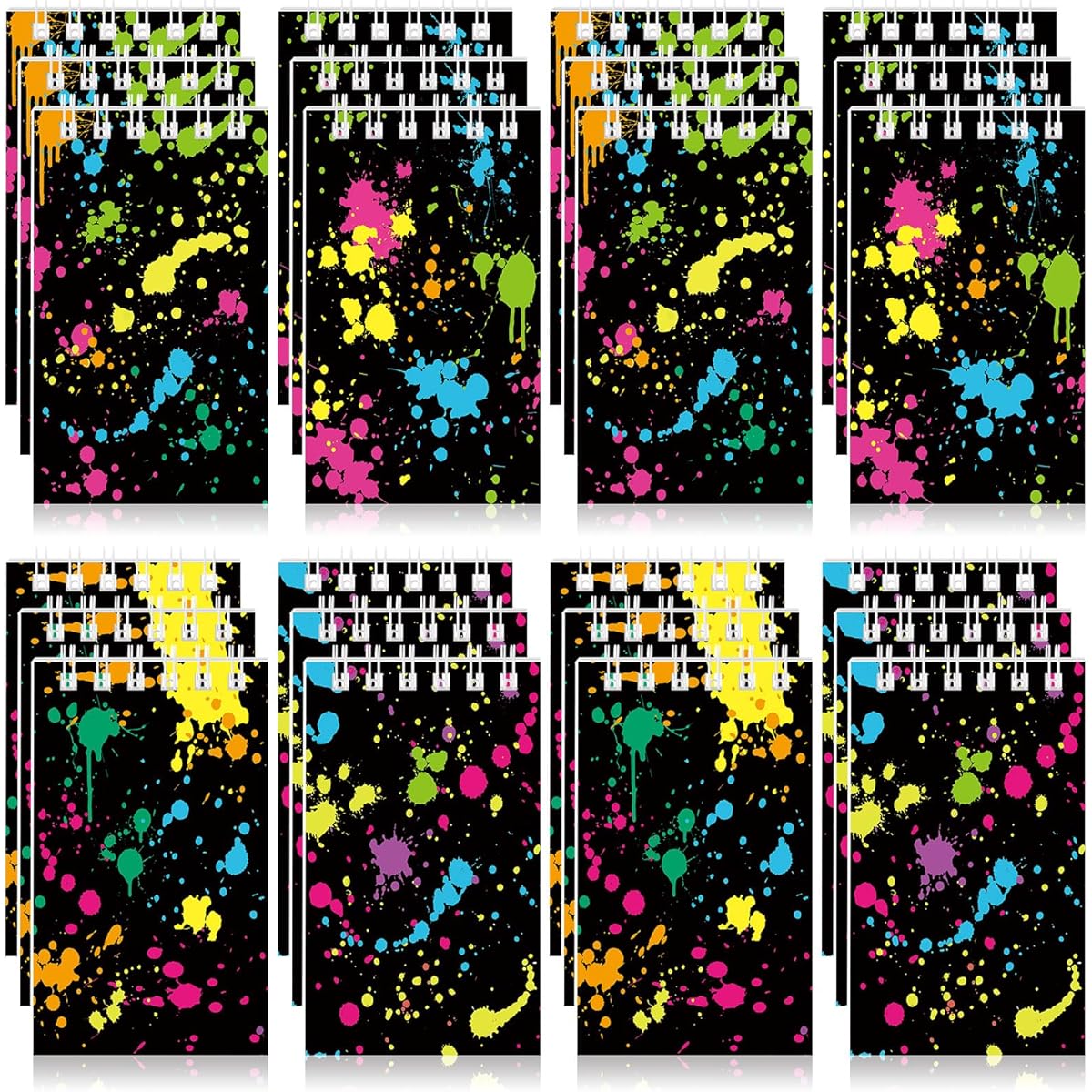 Faccito 24 Pieces Neon Party Favors Glowing Party Mini Notebook Neon Throw Small Spiral Notepad Neon Graffiti Party Supplies for Kids Birthday Goodie Bag Filler School Classroom Reward Supplies