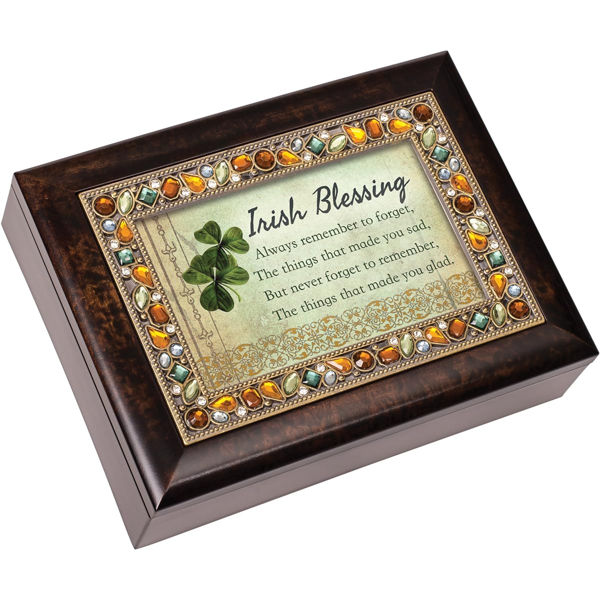Irish BlessingIrish Wood Grain Jeweled Music BoxWhen Irish Eyes Are Smiling