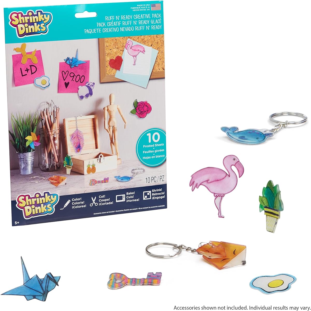 Just Play Shrinky Dinks Ruff n' Ready Creative Pack, 10 Frosted White Sheets, Kids Art & Crafts Activity Set, Ages 6+