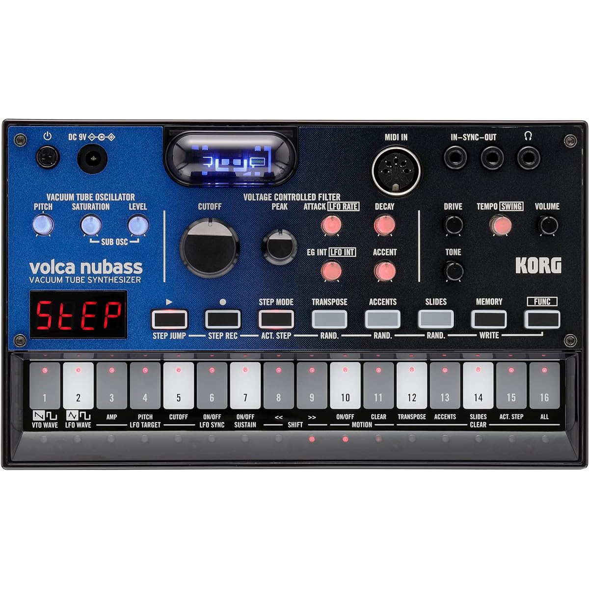 KORG Synthesizer Bass Machine Volca Nubass Vacuum Tube Circuit Equipped with Nutube 16 Step Sequencer Battery Operated Built-in Speaker Compact Size that Can Be Used Anywhere Software License Included to Get Started Immediately