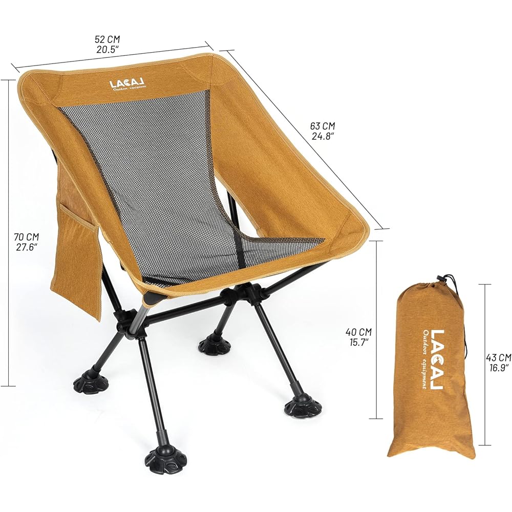 LACAL Outdoor Chair, Camping Chair, Foldable, Lightweight, 1.17KG, Compact, 3 Colors to Choose from, Solo Camping, Fishing, Climbing, Load Capacity 150kg (2 pieces)