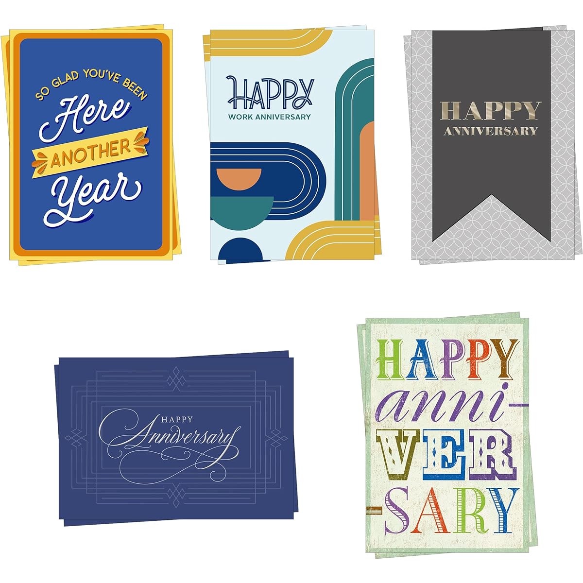 Hallmark Business 10 Pack Bulk Work Anniversary Assorted Cards (Fans & Professionals)