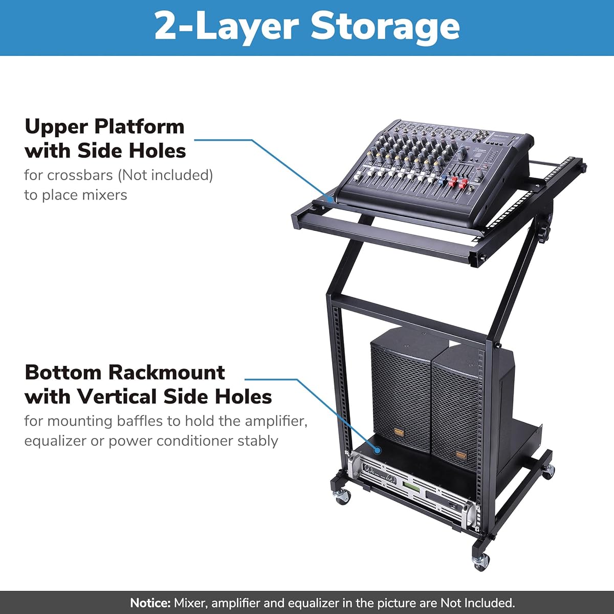 AW 9U DJ Mixer Stand Rack Mount Stage Cart Music Equipment Studio Party Show