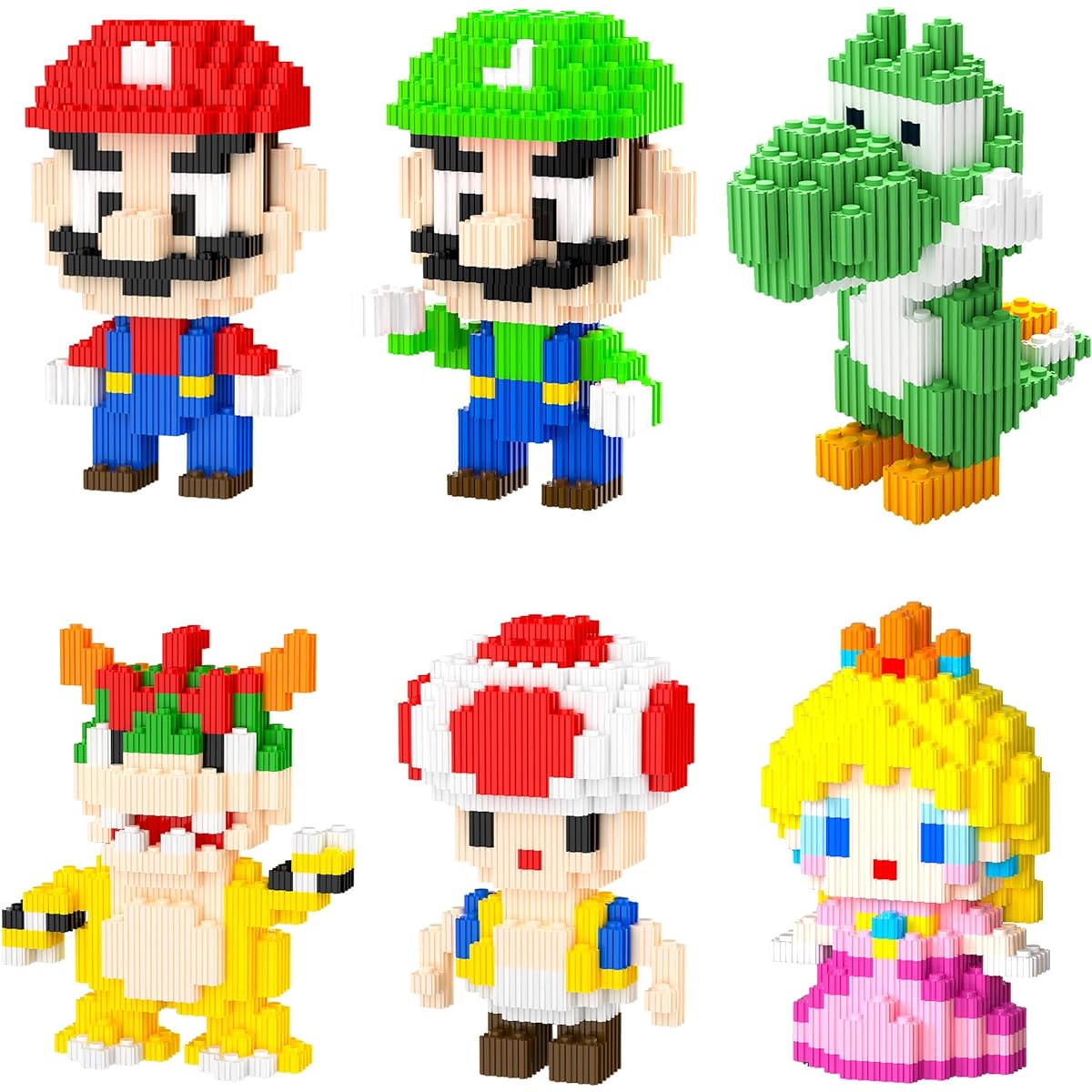 Cemocle Building Blocks Figures Toys - 6 Pack 3D Anime Model Puzzle Building Toys Set Easter Gifts Party Favors for Kids and Fans