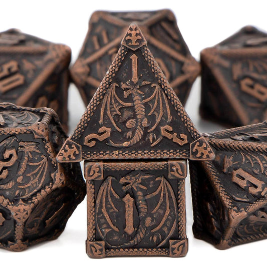 OUKELANWO D&D Dice Set Metal DND Role Playing Dice Dungeons & Dragons with Box 7pcs Polyhedral RPG D & D Dice D20 D12 D10 D8 D6 D4