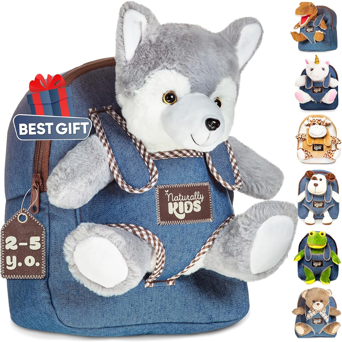 Wolf backpack, wolf toys for girls, boys, wolf stuffed animals, husky toys for kids.