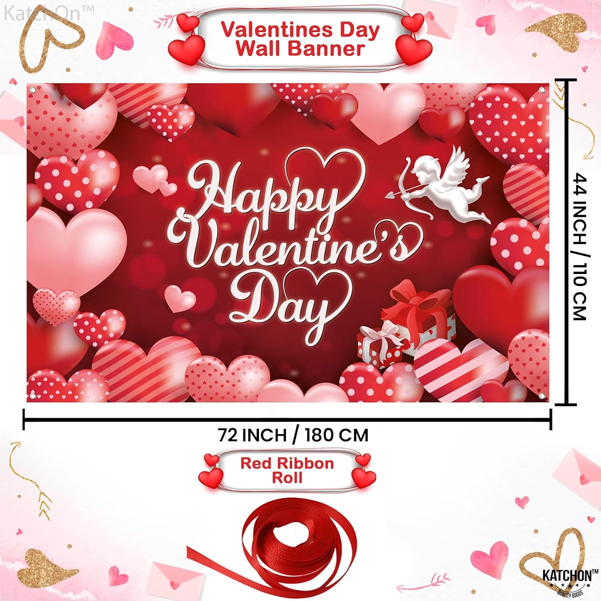 Happy Valentine's Day Banner with Cupid