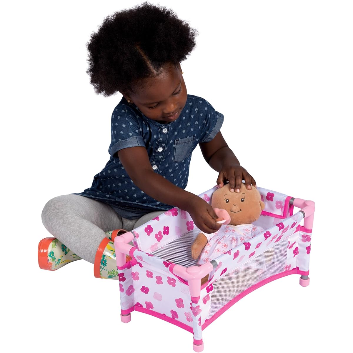 Manhattan Toy Baby Stella Take-Along Baby Doll Crib Accessories Set for 12" and 15" Soft Dolls