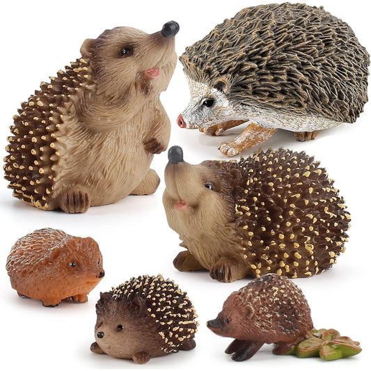 Real Rustic Wildlife Hedgehog Figure Toy Parry Set Hedgehog Figures Garden Jungle Forest Jumbo Zoo Animal Toy Figures for Kids 6 Pieces