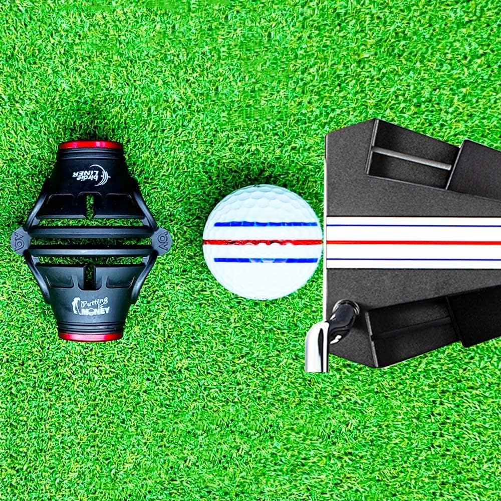 BIRDIE79 Premium Quality 360 Degree Birdie Liner Drawing Alignment Tool Kit - 360 Degree Triple 3 Line Golf Ball Marker Stencil with Gift Box and 3 Color Marker Pens - Patent Pending