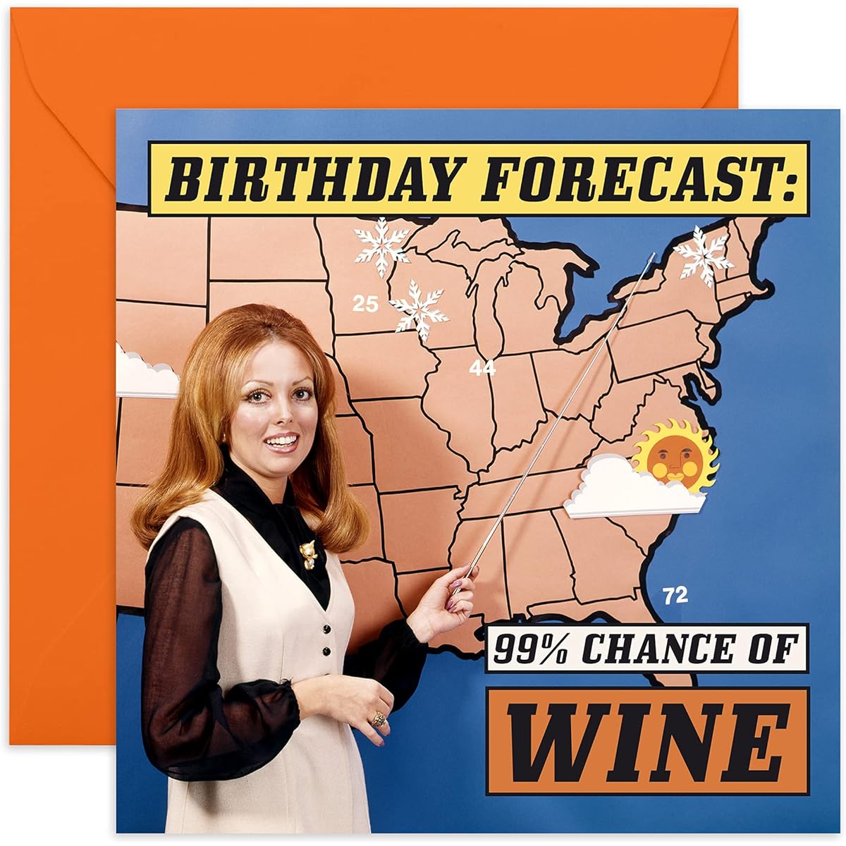 CENTRAL 23 - Funny Birthday Cards Birthday Forecast Wine Rude'n'Retro - For Him Her Mom Dad Husband Wife Brother Sister Old Cards Jokes Humor Witty Puns Banter
