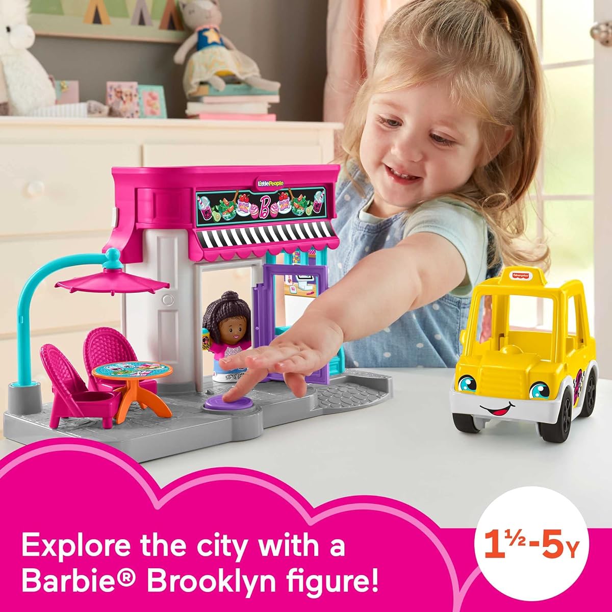 Little People Barbie City Adventure Cafe and Cab Playset