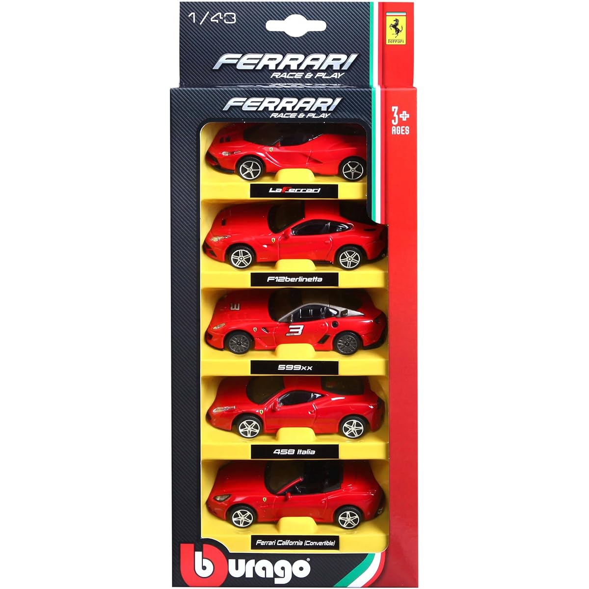 Bburago Ferrari 5 Pack - Asst1 Red