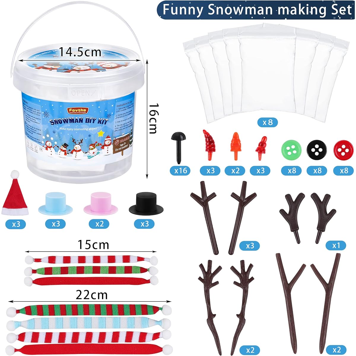 Fovths Christmas Snowman DIY Craft Kit Foam Putty Snowman DIY Decoration Set Assembled Snowman Toy Snowman Building Kit Christmas Home Party School Supplies