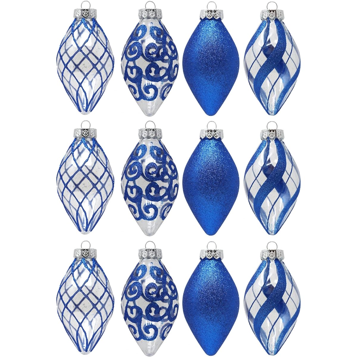 Sleelty Blue Assorted Christmas Teardrop Pendant Drop Finial Ornament