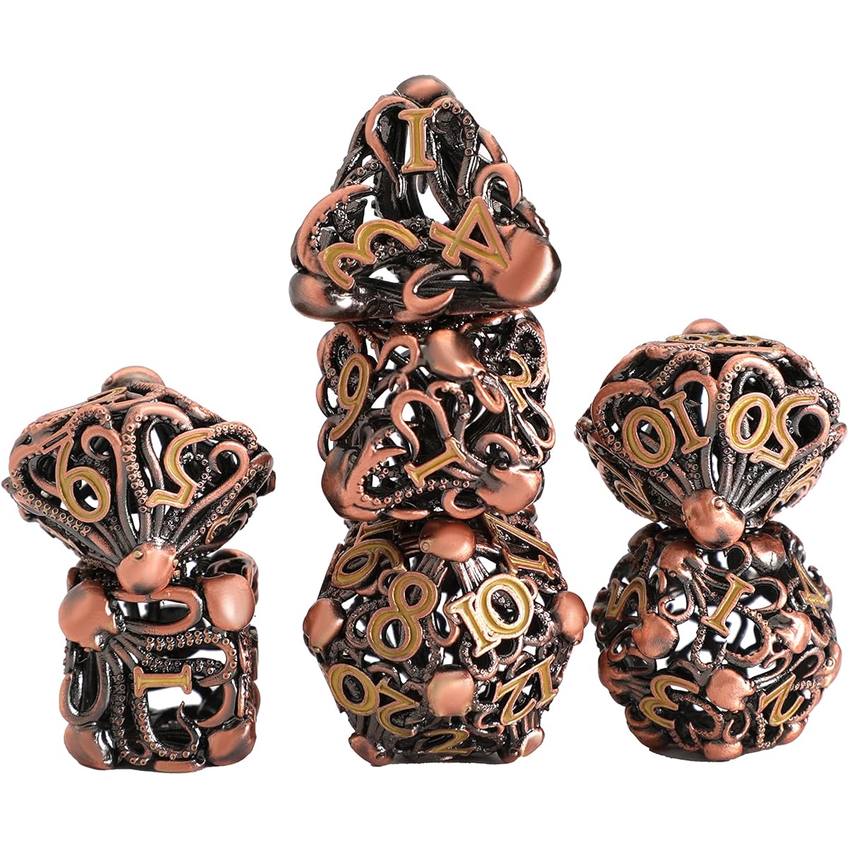 DND Metal Hollow Dice Set Cthulhu Design (with Metal Box) Perfect for DND Dungeons & Dragons Role Playing Game MTG d&d Dice (Cthulhu Design)